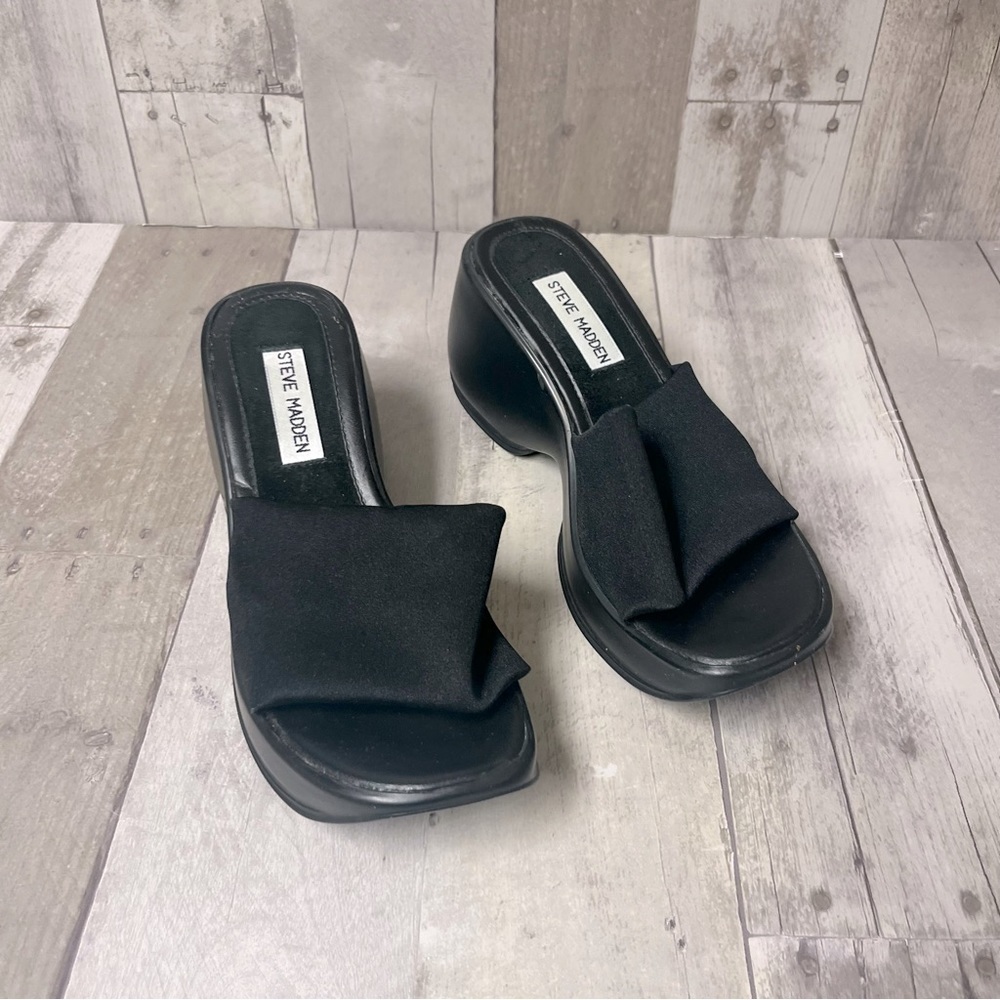 Y2K Steve Madden Black Platform Sandals Size 7.5 - Picture 2 of 9